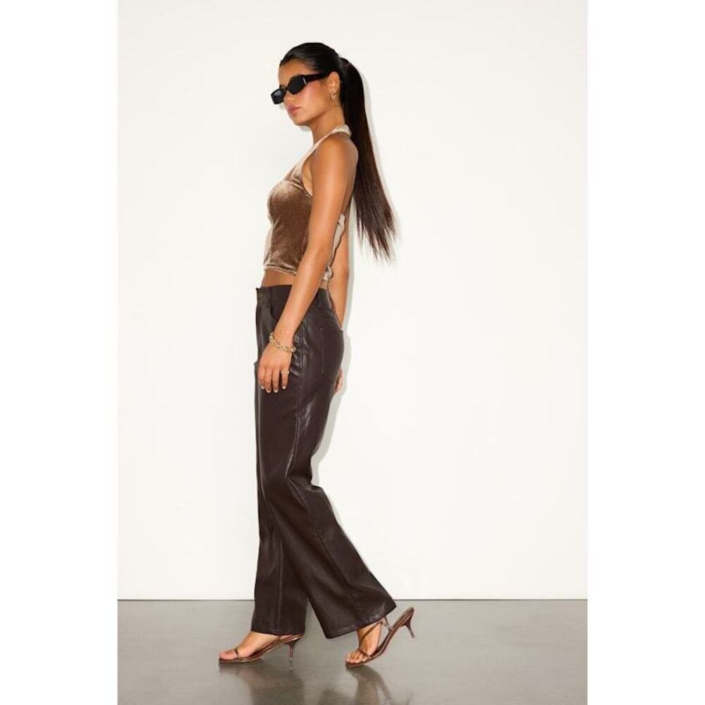 Lulus Zyren Dark Brown Vegan Leather Mid-rise Straight Leg Pants - Size M